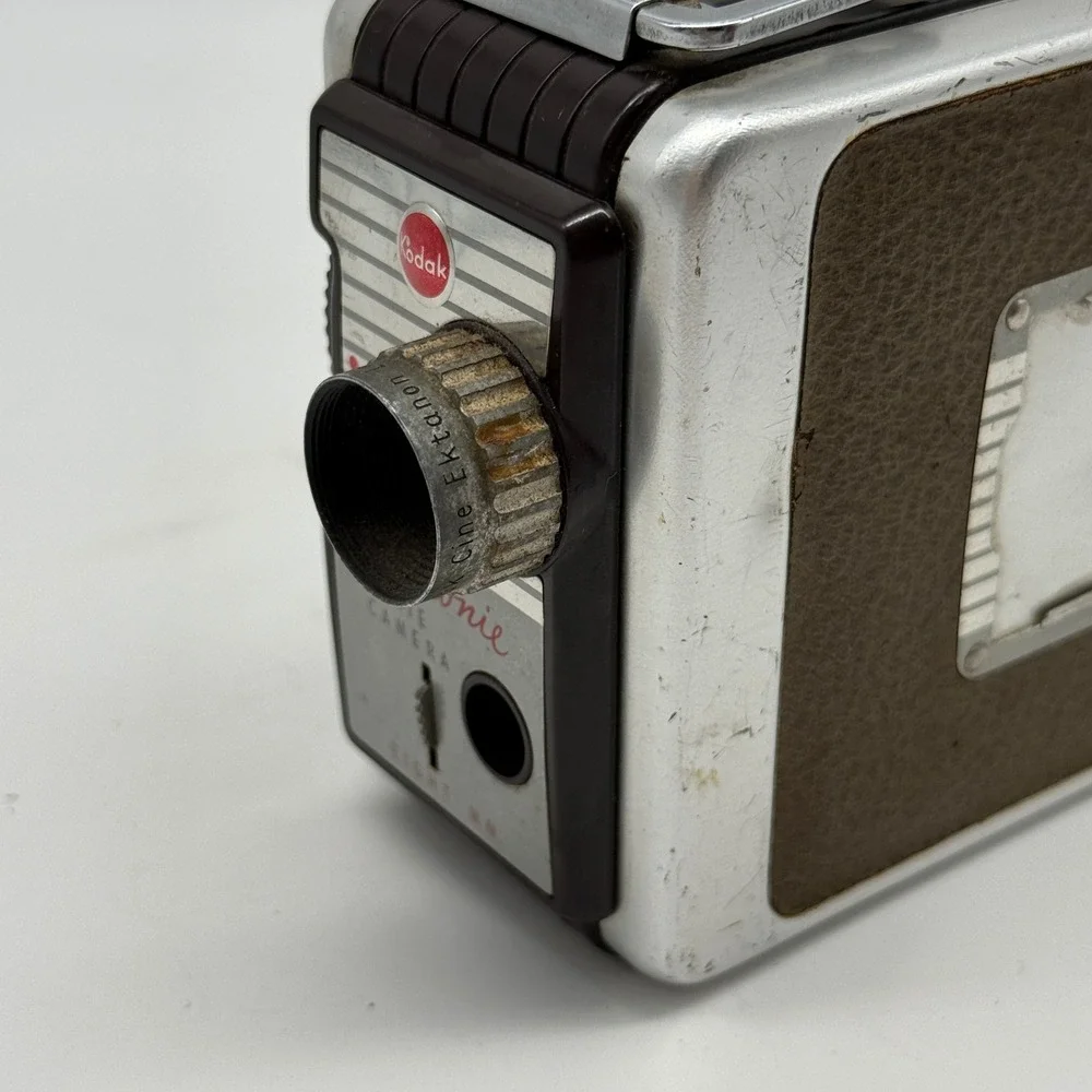 Vintage Kodak Brownie Movie Camera Eight MM Silver Brown 8mm Decor MCM